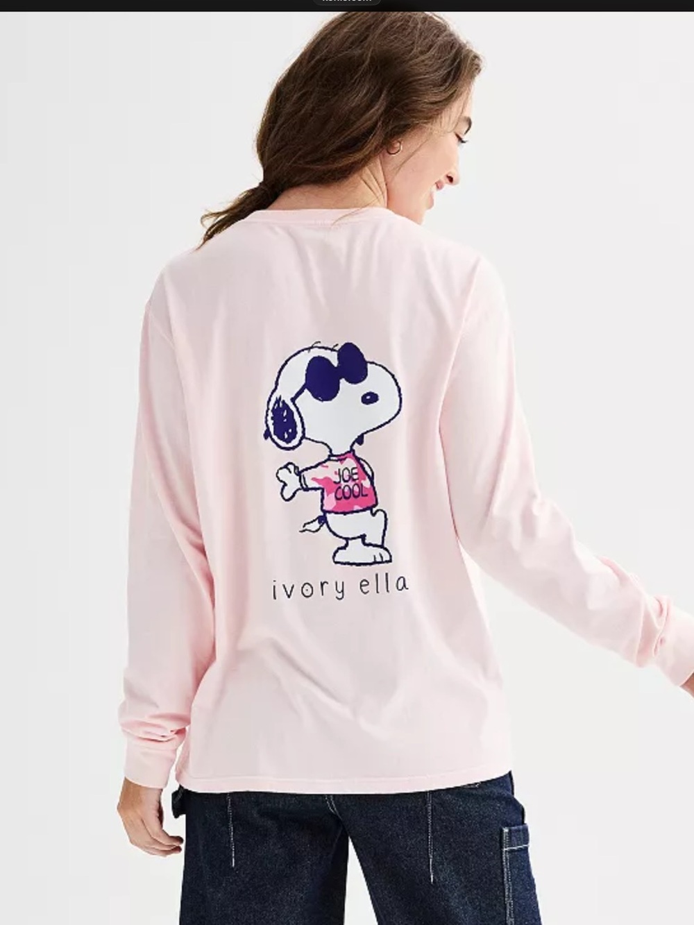 ivory ella Light Pink Snoopy 'Joe Cool' Graphic Long Sleeve